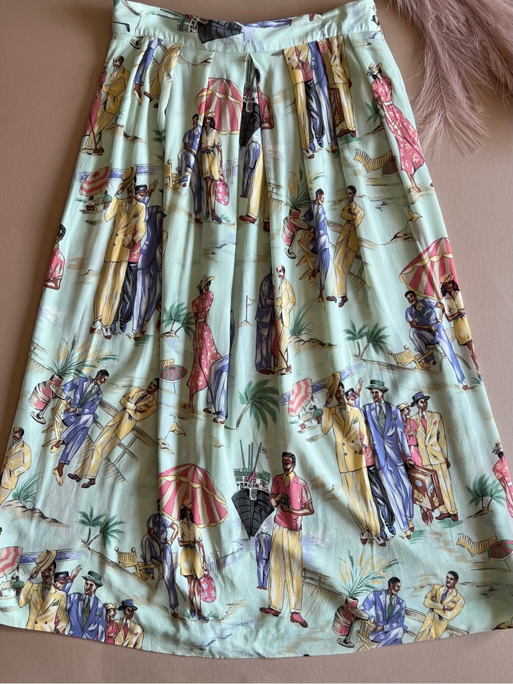 Vintage 90s J.G. Hook Rayon Resort Novelty Print Skirt 14 - Picture 7 of 15